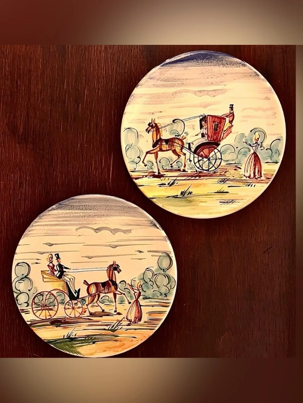 Vintage Italian Hand Painted Wall Plates Set Limited Edition